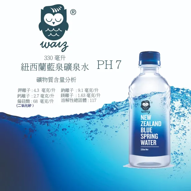【Waiz】Waiz紐西蘭藍泉礦泉水330mlx2箱(共48入 官方直營 清真認證)