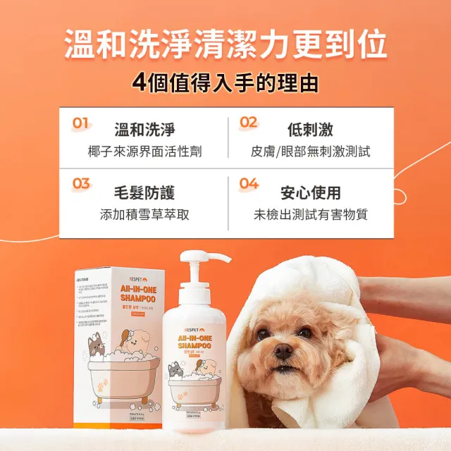 【RESPET】寵物全效合一沐浴乳 500ml (植物成分 寵物沐浴乳 低敏配方 犬貓通用)