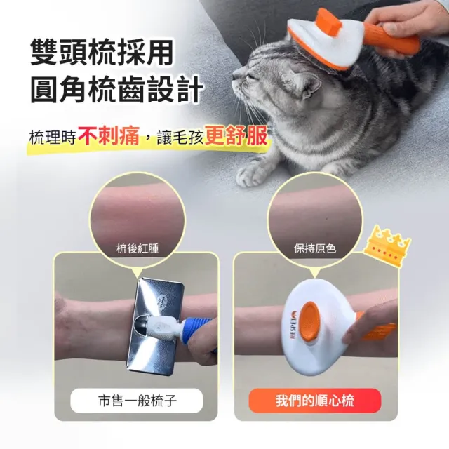 【RESPET】寵物順心梳 雙梳2入組 (寵物拉毛 梳毛 寵物除廢毛伸縮梳 寵物梳子)