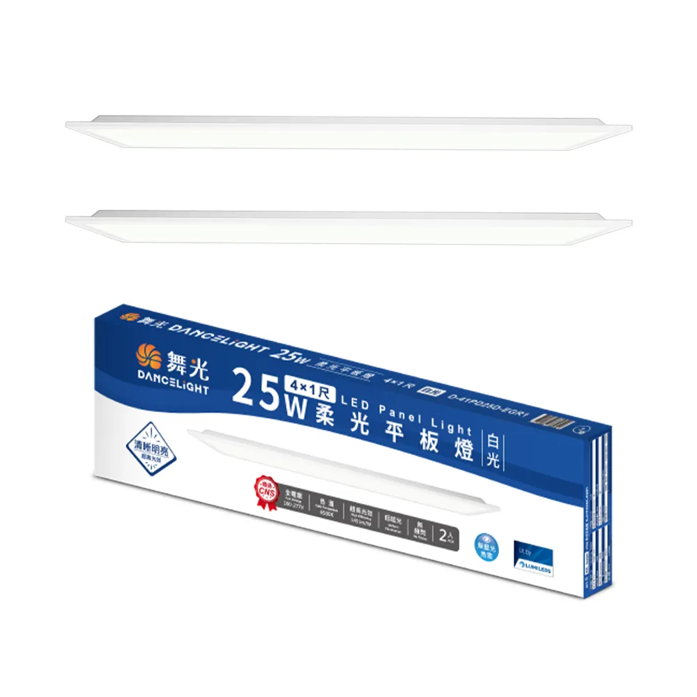 【DanceLight 舞光】2入組 節能環保雙認證 LED柔光平板燈 4呎X1呎 25W 輕鋼架面板燈(白光D-41PD25D-EGR1)