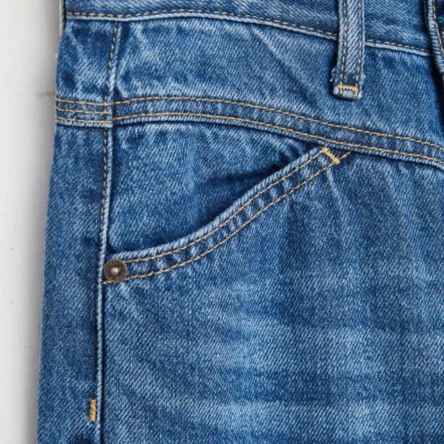 【SOMETHING】女裝 激腰超寬丹寧褲(石洗藍)