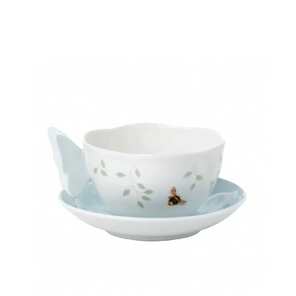 【LENOX】粉彩蝶彩繽紛茶杯組-藍-237ml(居禮名店獨家代理)