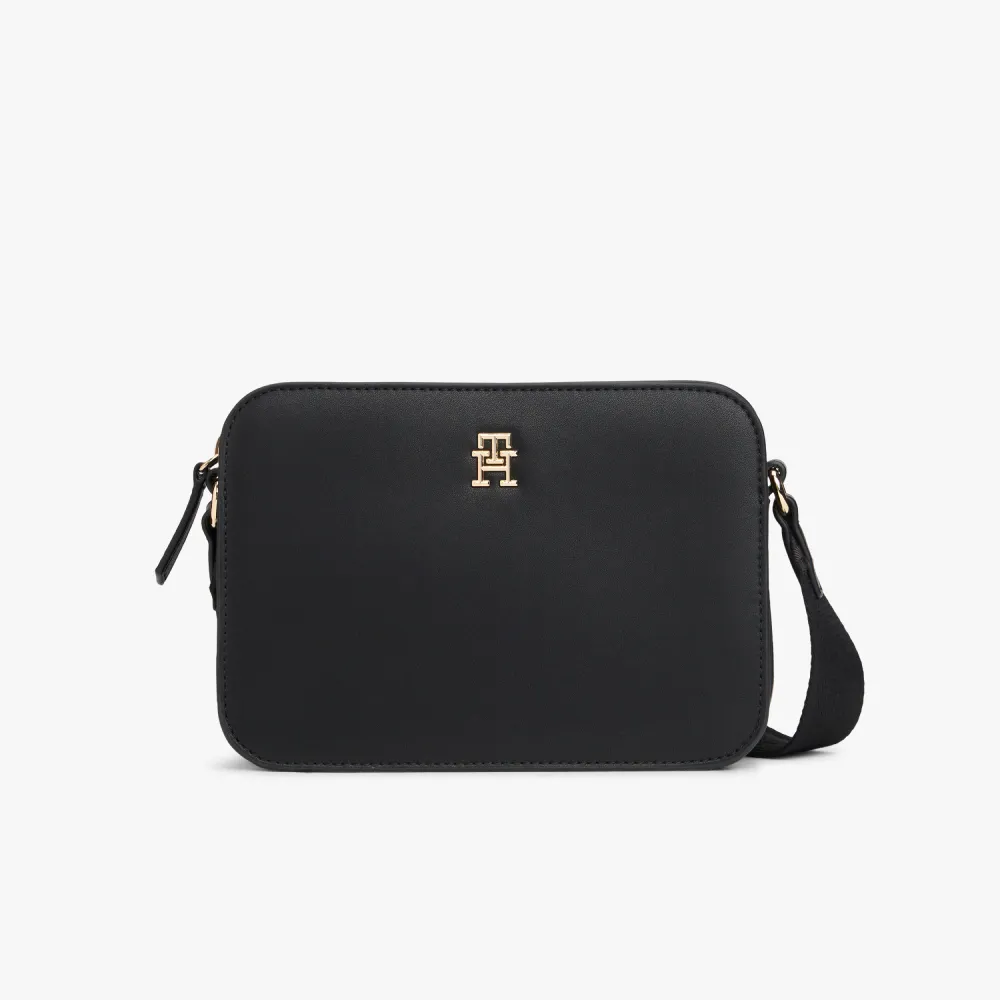【TOMMY HILFIGER】官方旗艦館標誌飾帶相機包_黑色
