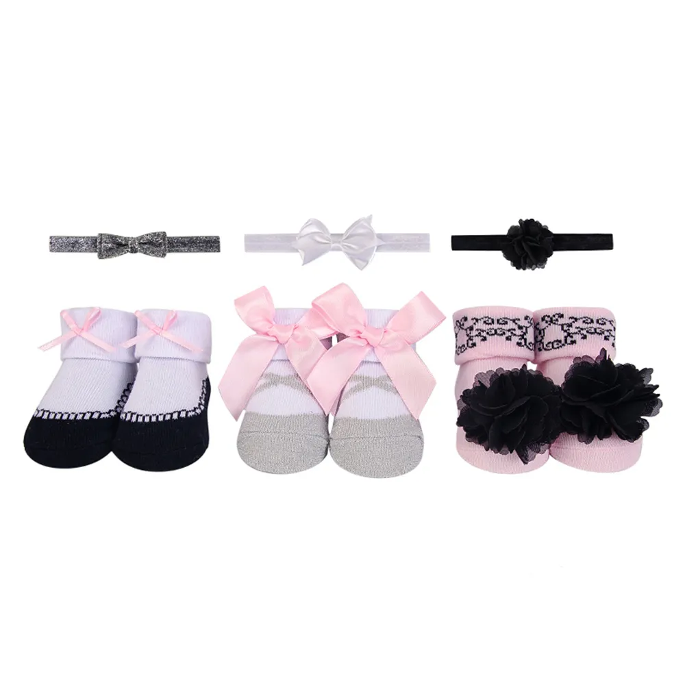 【Luvable Friends 甜蜜寶貝】3入髮飾+3入嬰兒襪禮盒組(LF58279)