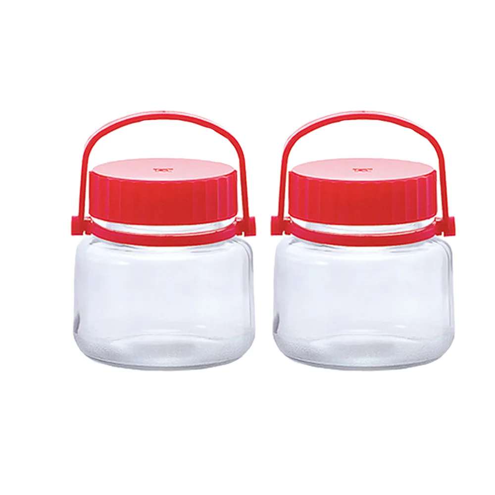【ADERIA】日本進口手提式梅酒醃漬玻璃瓶2L-買一送一(醃漬 梅酒罐 玻璃)