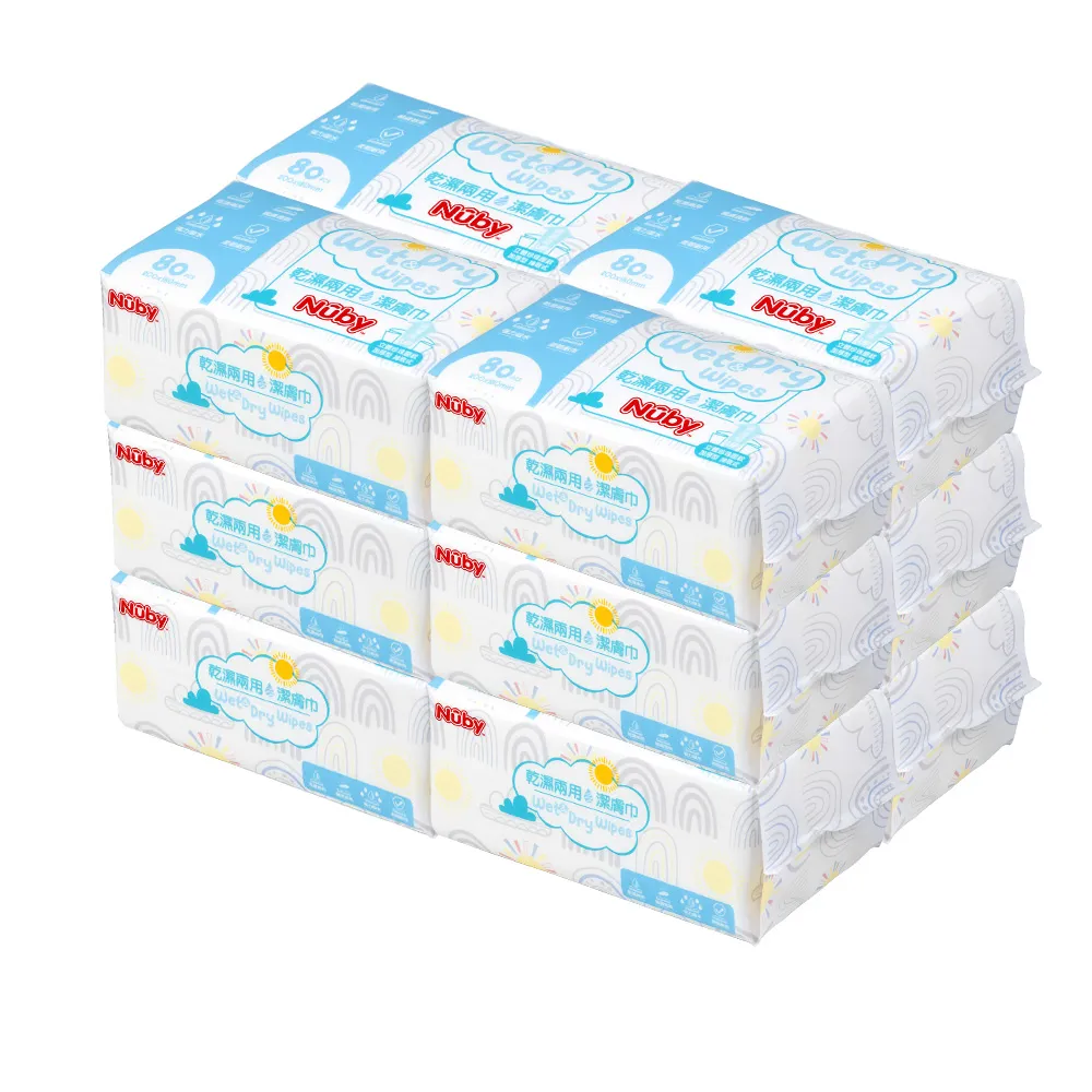 【Nuby】乾濕兩用潔膚巾80抽_12入組
