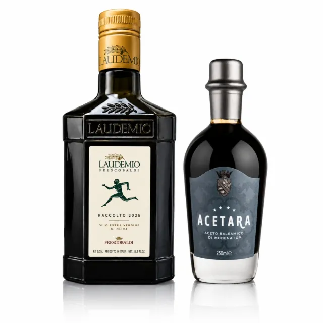 【Laudemio Frescobaldi】特級冷壓初榨橄欖油250ml+Acetara巴薩米克醋四星藍標250ml 油醋組 雙11推薦