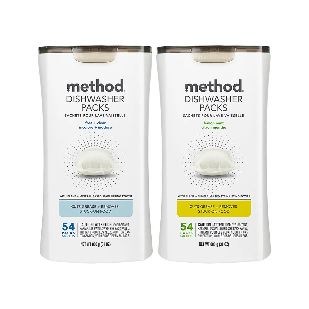 【method 美則】潔淨三效聰明洗碗球54顆x2(無香料 萊姆薄荷 洗碗機用 洗碗錠)