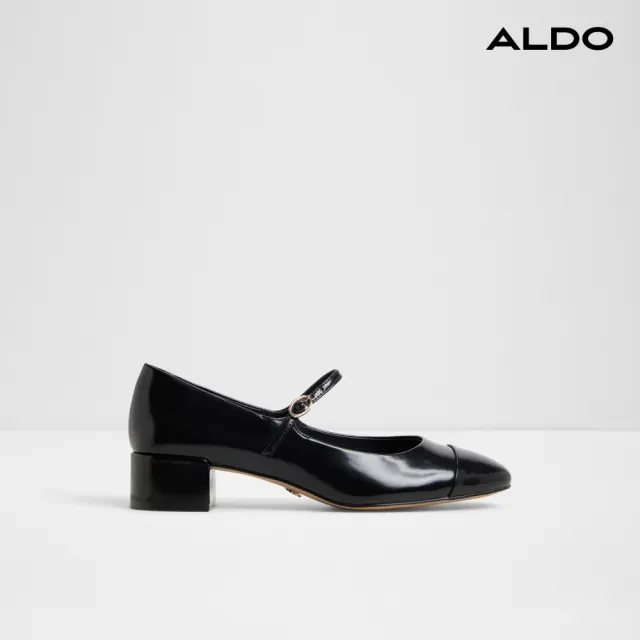 【ALDO】DECIMA-復古漆皮扣帶粗跟鞋-女鞋(黑色)