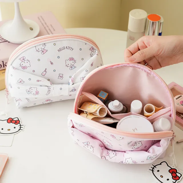【SANRIO 三麗鷗】雙11 凱蒂貓便攜手拿貝殼化妝包 (Hello Kitty)