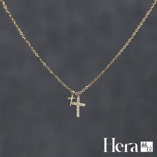 【HERA 赫拉】鍍14K金雙十字架鎖骨鍊 H115070602(14K 雙十字架 鎖骨鍊)