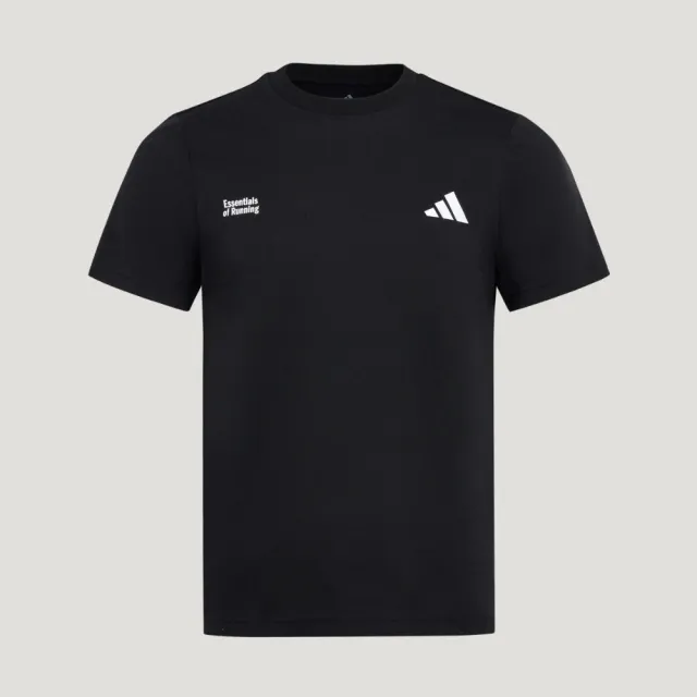 【adidas 愛迪達】短袖上衣 男 訓練 涼感 透氣 亞規 M RUN ESS G T 黑 LC8174