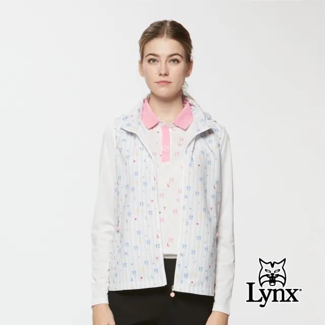 【Lynx Golf】女款四面彈性吸濕排汗環保紗線可收可拆連帽背心(淺灰色)