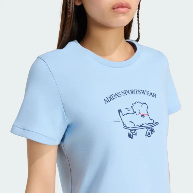 【adidas 愛迪達】運動 休閒 短袖 T恤 女上衣 ANIMAL POP T 2(KT2774)