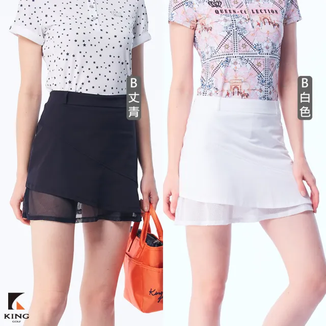 【KING GOLF】MOMO獨家特談!女款修身拼接剪裁印花A-LINE短裙/高爾夫球裙/褲裙-多款任選