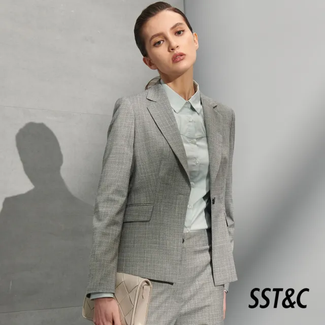 【SST&C】女裝 花灰格紋方領西裝外套7162204004(雙11精選)