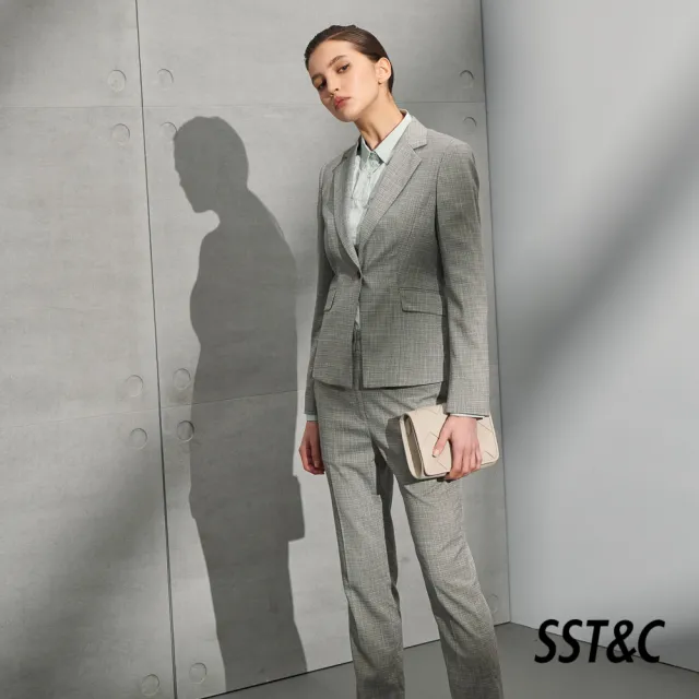 【SST&C】女裝 花灰格紋方領西裝外套7162204004(雙11精選)