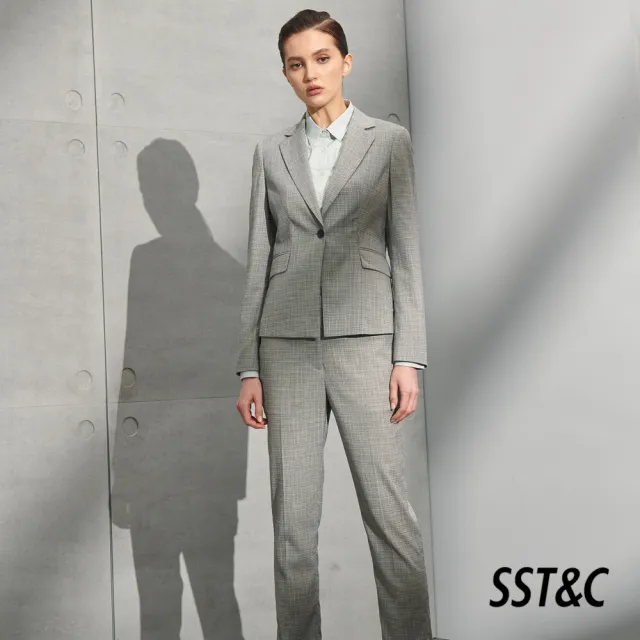【SST&C】女裝 花灰格紋方領西裝外套7162204004(雙11精選)