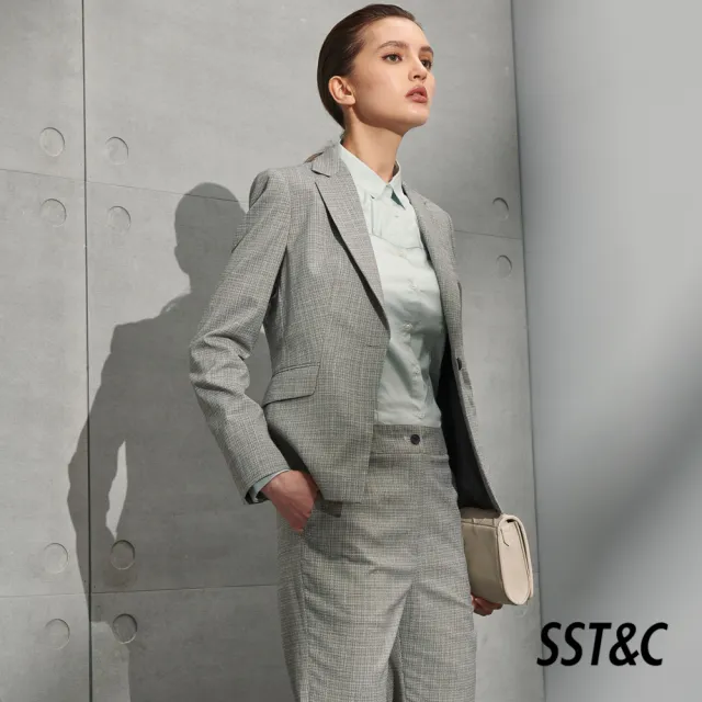 【SST&C】女裝 花灰格紋方領西裝外套7162204004(限時3折)