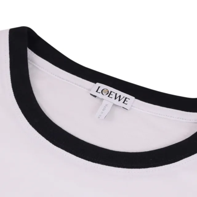 【LOEWE 羅威】Anagram 簡約刺繡LOGO滾邊棉質女士短袖T恤(白)