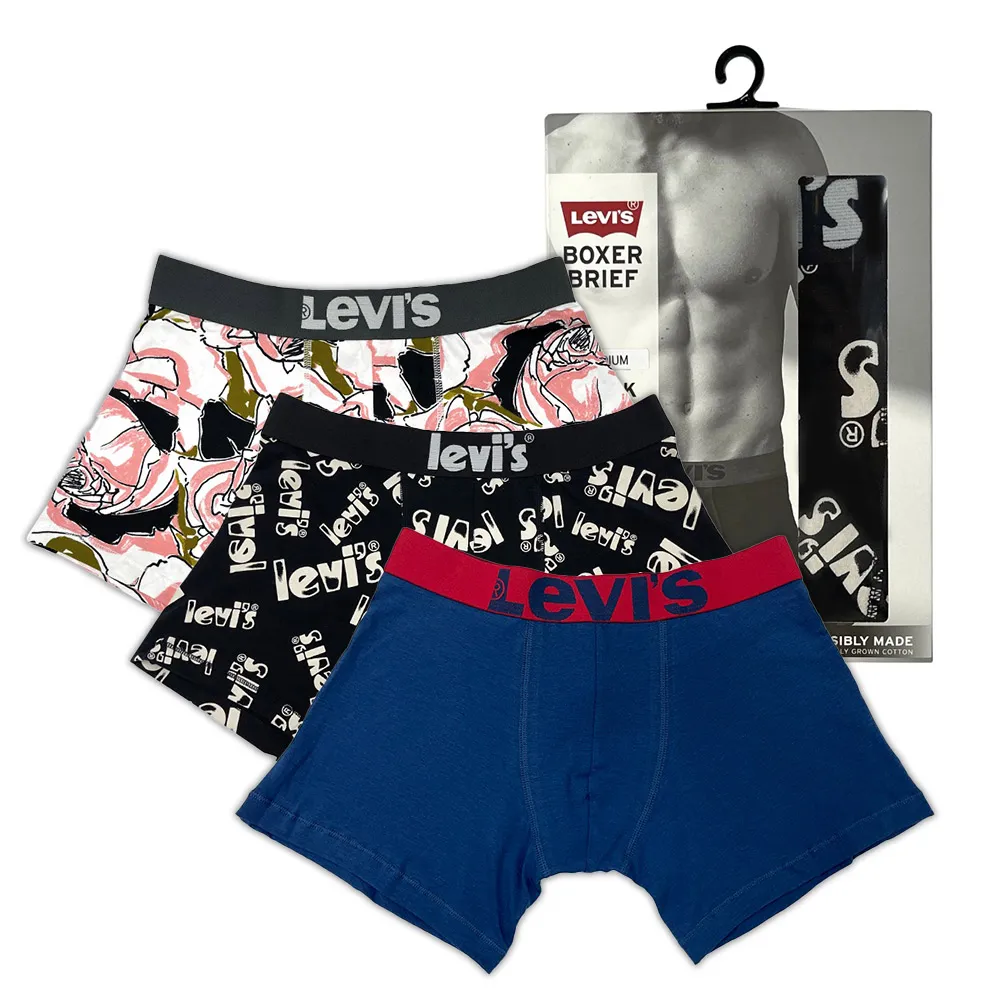 【LEVIS】男生平口褲 男生四角褲 寬鬆四角褲 男生內褲/有機面料/寬鬆舒適/多款任選 純棉平口褲 熱賣單品