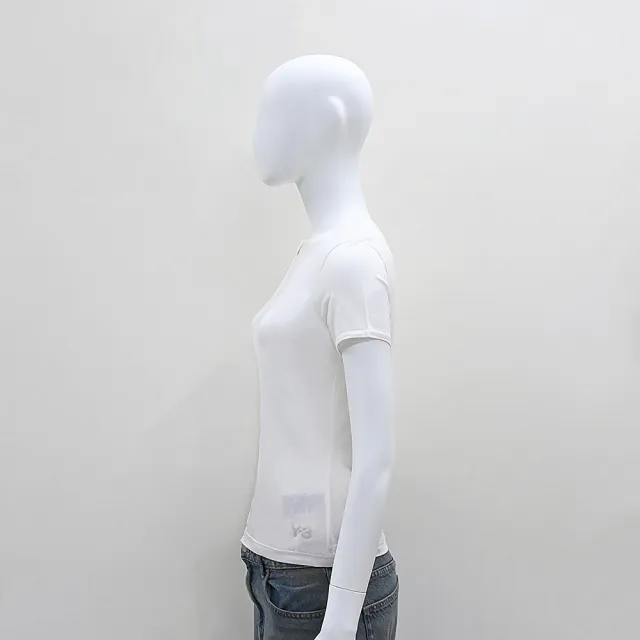 【Y-3 山本耀司】Y-3經典LOGO彈性纖維漸層色不對稱領口短袖T恤(女款/粉筆白)