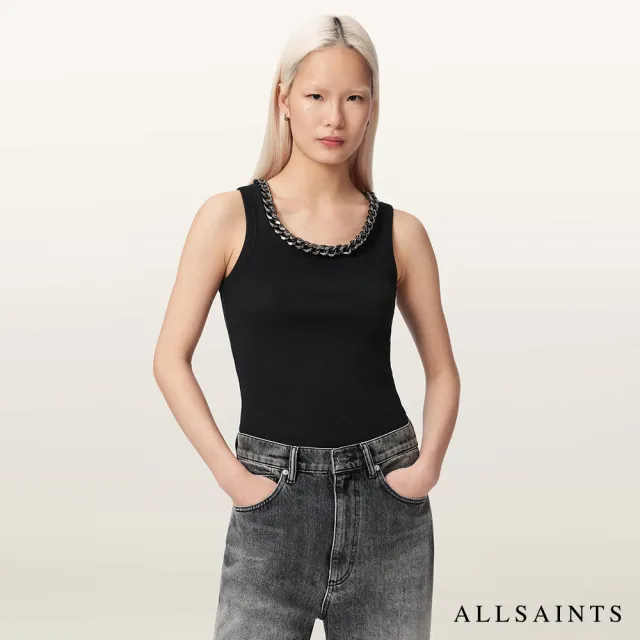 【ALLSAINTS】LUCY 無袖背心-黑 W103JE(貼身版型)