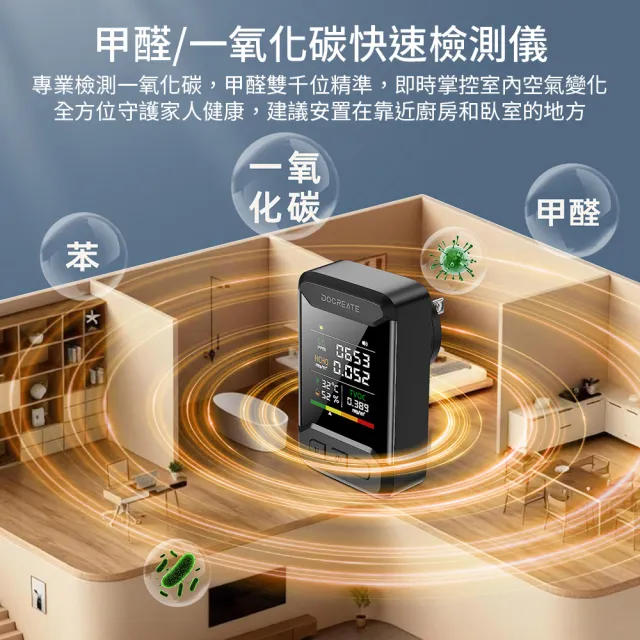 【Ouboo】多合一空氣品質檢測儀 甲醛監測器 空氣偵測器 甲醛檢測儀 (溫濕度檢測 一氧化碳偵測 空氣檢測)