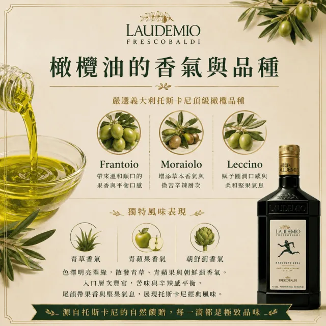 【Laudemio Frescobaldi】冷壓特級初榨橄欖油 250ml x 2瓶(早摘、可生飲、酸價0.2%)雙11