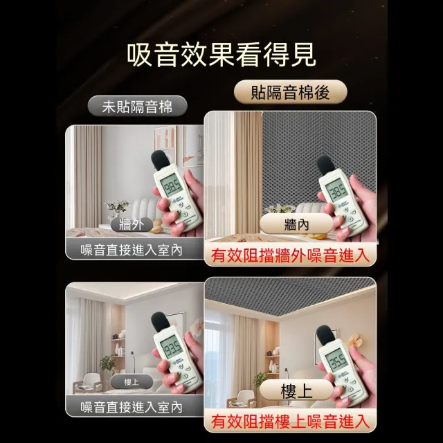 【諾必行】牆面吸音棉 自黏隔音板 雞蛋棉消音牆貼 臥室防回音降噪7CM厚50*50cm 8片裝