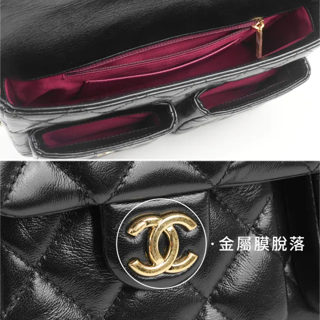 【CHANEL 香奈兒】CC Logo 雙口袋翻蓋手提/斜背二用郵差包_展示品(黑色)