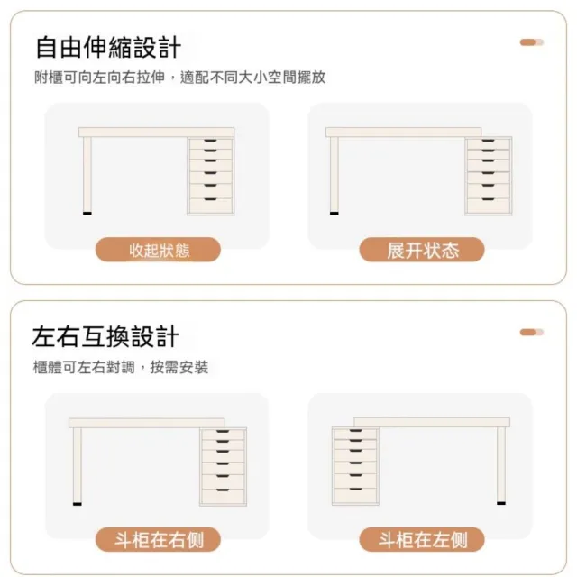 160*40CM北歐簡約書桌梳妝台桌櫃組合 化妝桌 電腦桌 帶抽屜書桌 辦公桌 工作桌 學生桌 白色書桌