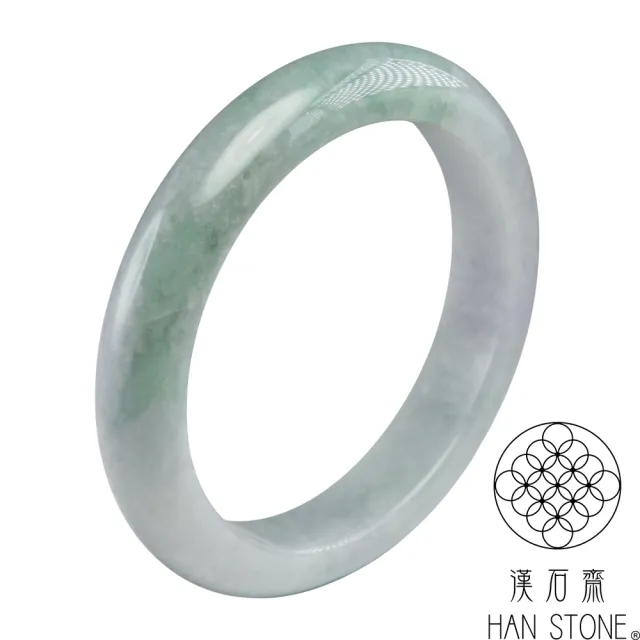 【漢石齋】天然翡翠A貨 手鐲玉鐲 春帶彩種(手圍18.8/ 版寬12.7mm)