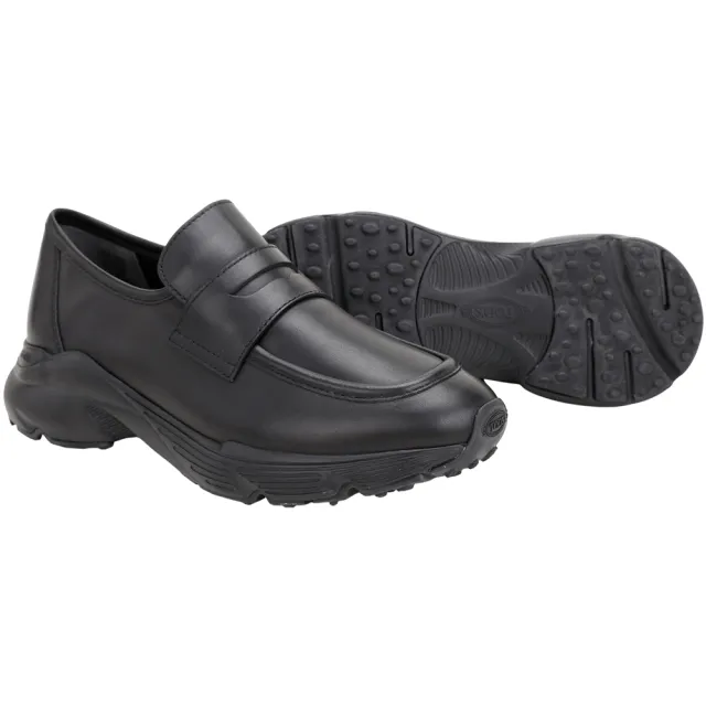 【TOD’S】TODS Sport 簡約牛皮厚底便士樂福運動鞋-女鞋 黑色(義大利手工皮革)