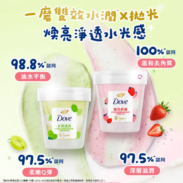 超市【Dove 多芬】果萃海鹽礦物雙效磨砂膏250g(青梨麝香葡萄香/草莓覆盆子香)