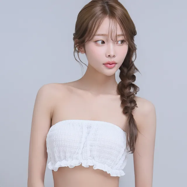 【aimerfeel】單品內衣褶邊1/2罩杯超盛內衣-白色-1106211-W