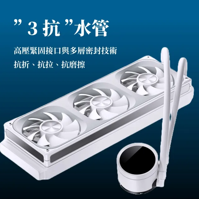 【JONSBO 喬思伯】TH360 全幅式無限鏡一體扇液晶水冷 黑/白 TDP:300W 5年保(高彩液晶/漏液賠償)