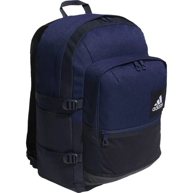 【adidas 愛迪達】後背包 運動包 書包 旅行包 大容量 雙層 ESS MULTI P BP 藍 JF0753