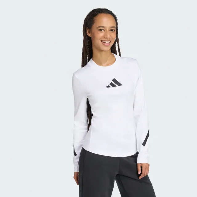【adidas 愛迪達】長袖上衣 女 亞規 W Z.N.E. LS TEE 白 KE4906