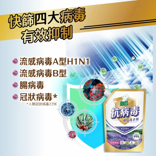 【白鴿】天然抗病毒香氛洗衣精補充包1500gx6+贈澎澎香浴乳330g(旋轉蓋頭/便利環保)