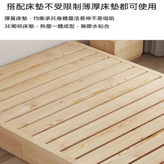 [樂錦家居]實木床架 榻榻米矮床 單雙人落地床 出租房民宿專用（承重600kg 180*200+抽屜 預購12天）