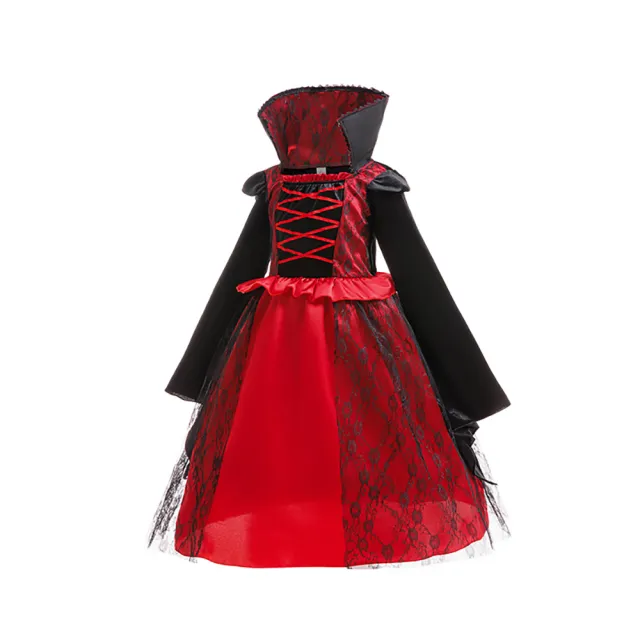 【Kori Deer 可莉鹿】萬聖節女童吸血鬼公主裙禮服(兒童女巫/小惡魔/黑魔女角色扮演/變裝派對/洋裝演出服)