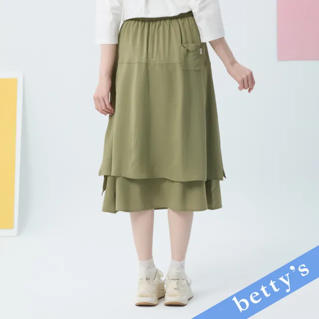 【betty’s 貝蒂思】多層次裝飾排釦七分裙(綠色)