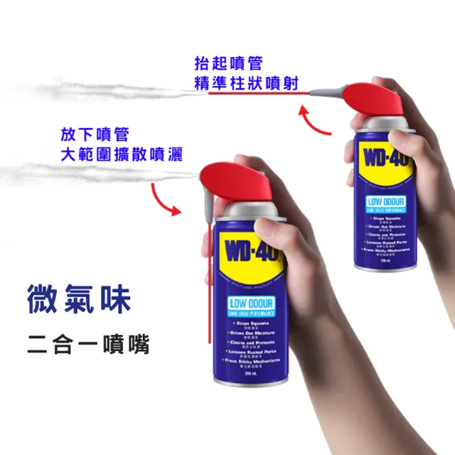【WD-40】低油味 多功能除銹潤滑劑2入組 附專利型活動噴嘴 300ml(WD40)