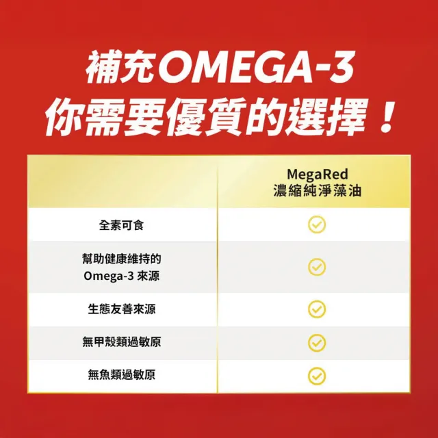 【Move Free 益節】MegaRed濃縮純淨藻油Omega-3軟膠囊4瓶(共200顆)