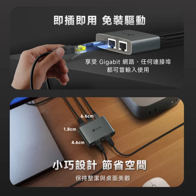 【TP-Link】EH310 乙太網路分配器 1轉3 Gigabit 隨插即用 鋁合金高品質高散熱 含電源和乙太網路線