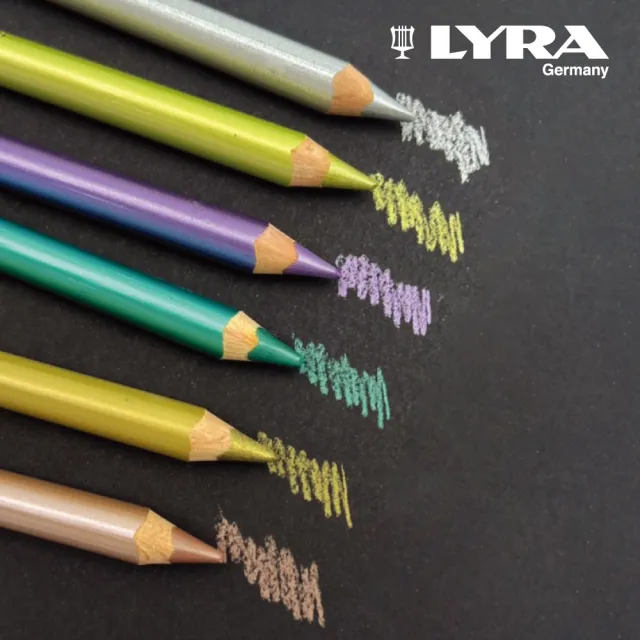 【LYRA】三角金屬彩色鉛筆(6色)｜色鉛筆 手帳筆 金屬色 特殊色 粗三角 油性色鉛筆