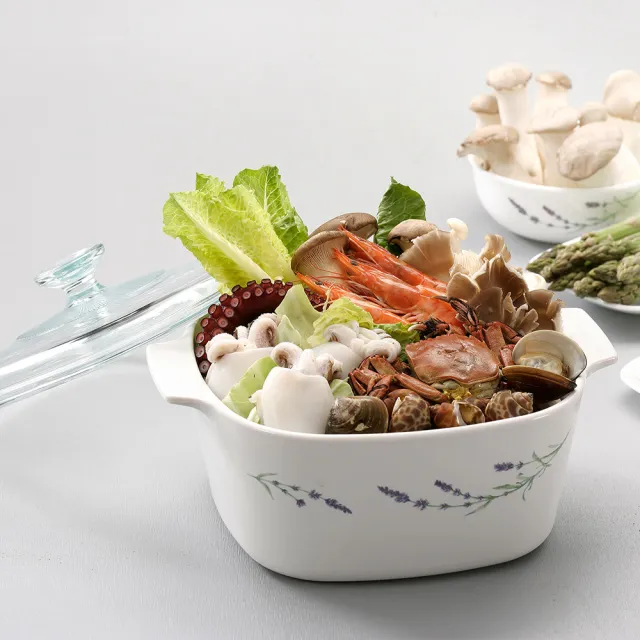 【CorelleBrands 康寧餐具】2.25L圓型康寧鍋(多花色可選)