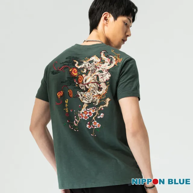 【BLUE WAY】男裝 金標百福燈籠火狐 短袖 上衣-日本藍(其他規格)