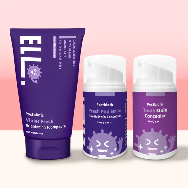 【ELLO】微生態亮白牙膏3入組 (紫色牙膏 抗敏淨白)